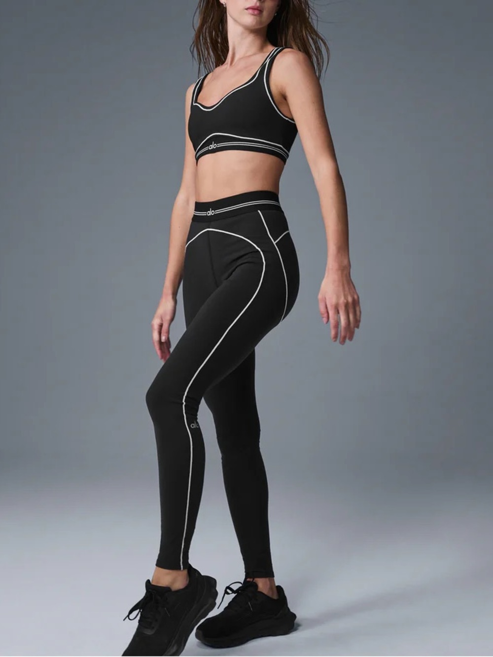 ALO YOGA Airbrush High-Waist Suit Up Heart Throb Legging {$134} Black White Sm